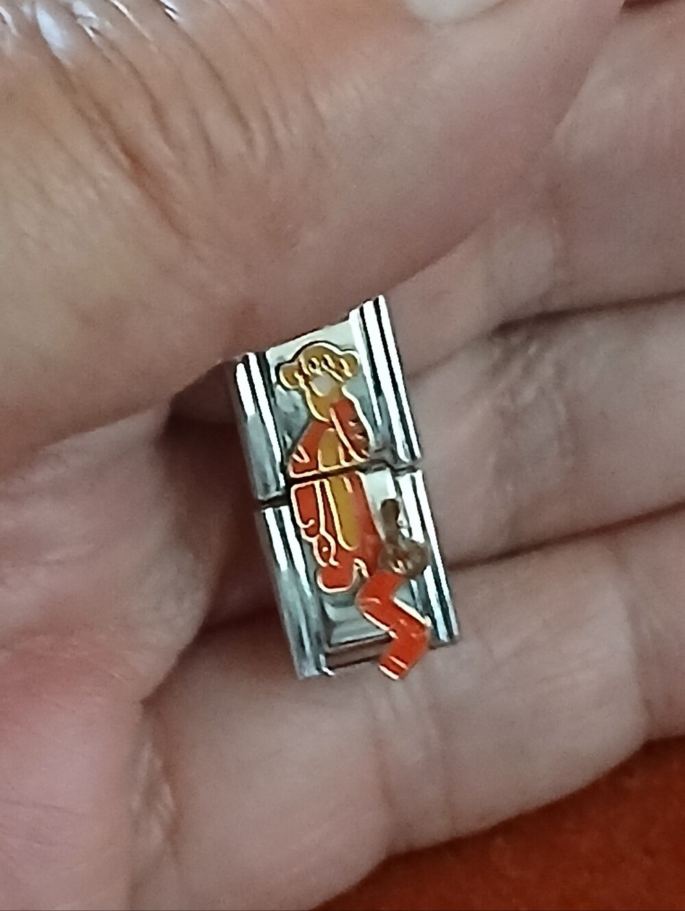 Vintage Disney Tiger Double Charm 18k Trim Italian Charms